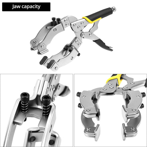 Heavy Duty Locking C Clamp For Welding And Woodworking QWORK 11 Inch Length With 2 To 3.5 Inch Jaw Opening 4 Pads And Rubber Handle