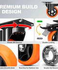 2 Inch Heavy Duty Locking Caster Wheels Set of 4, 360 Degree Swivel Plate Casters with Brake, featuring quiet PU wheels and durable design