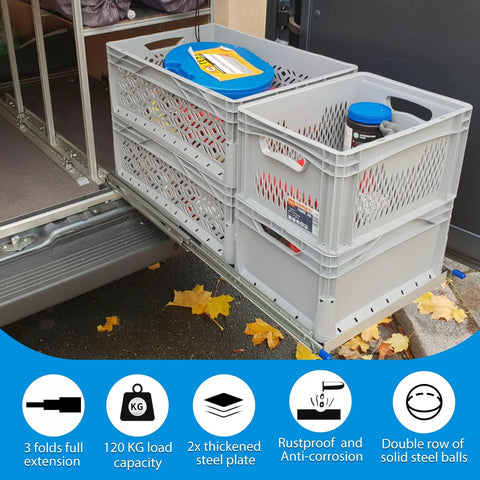 Heavy Duty Locking Drawer Slides Full Extension Runners With Lock Side Mount Ball Bearing Rails installed on truck