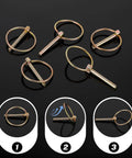 Beefy Lynch Pin Assortment Kit, 10 Heavy Duty Shaft Locking Pins With Ring; shown flat with ring handle on black background.