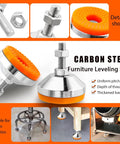 Heavy Duty M10 Thread Adjustable Machine Leveling Feet Set Of 2 With Tough Rubber Base For Grippy Non Slip Vibration Dampening