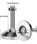 Heavy Duty Machine Leveling Feet With 3.15 Inch Base And M16 Thread For 3300 lb Capacity Adjustable Levelers, Striped Groove, 2 Pack Silvery