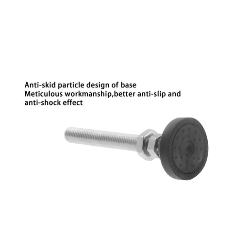 Four heavy duty screw on leveling feet with M8 threads provide precise height adjustment, anti skid rubber swivel base