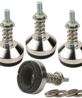 Heavy duty vibration isolator mounts with adjustable M8 leveling feet provide stable, noise reducing support for air conditioners, 1.97 inch base, 1300 lb capacity per leg, four pack.
