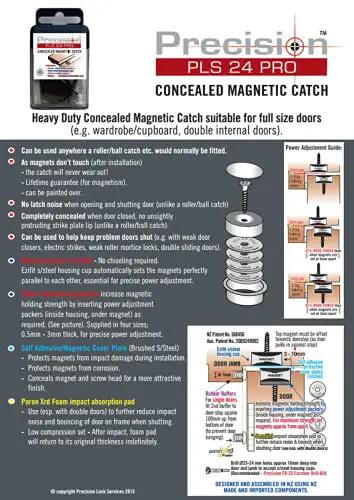 Instruction manual for Concealed Magnetic Door Catch Set Heavy Duty Super Quiet Close For Thick Doors Over Thirty Millimeters.