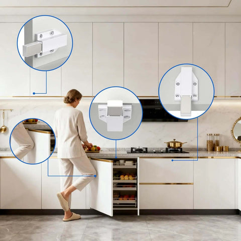 Heavy Duty Magnetic Push Latch for Cabinets and Large Doors No Handle Push to Open Touch Latch White 2 Pack in Kitchen