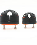 Two WEISUYUUS heavy-duty nylon rope clamp cleats for marine use, black with orange base and mounting bolts.