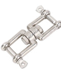 Stainless steel double-ended swivel shackle, 10mm, heavy-duty marine ring connector with locking mechanism