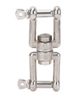 Stainless steel double-ended swivel shackle with locking pin, 10mm marine ring connector