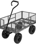 Heavy Duty Mesh Steel Garden Cart with 880 lb Capacity Folding Utility Wagon, grey welded frame and 10 inch pneumatic tires