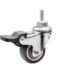 Heavy Duty Metal Castor Wheel With Brake for Adjustable Height Standing Desks and Mobile Workstations, side view of steel locking castor.