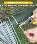Heavy Duty Metal Zip Ties With Cutter For Outdoor Use UV Resistant Stainless Steel 11.8 Inch 50 Pack Self Locking Cable Ties