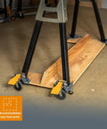 Mobile Base Kit PM-1100 For Heavy Equipment And Tools Adjustable Rolling Dolly Frame With Casters shown installed on floor