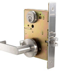 Beefy Heavy Duty Grade One Mortise Lockset With Lever Door Handle Non Handed Rose Trim Satin Chrome US32D ADA Compliant Keyed Lever Lockset