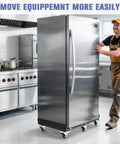 Worker using 2000LBS Heavy Duty Moving Dolly with 6 Swivel Wheels in kitchen, furniture dolly with 100% thicken steel frame