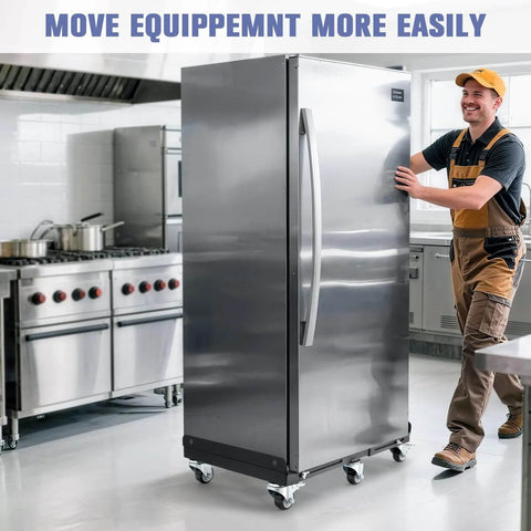 Worker using 2000LBS Heavy Duty Moving Dolly with 6 Swivel Wheels in kitchen, furniture dolly with 100% thicken steel frame