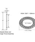 Heavy Duty Thrust Needle Roller Bearing Set NTA1220 2TRA with two washers, showing dimensions, 19.05mm bore, 31.75mm OD