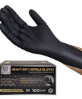 Heavy Duty Diamond Grip Nitrile Gloves 8 Mil Puncture and Chemical Resistant 100, medium size, with box packaging