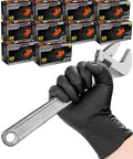 Heavy Duty Nitrile Gloves 9 Mil Diamond Texture Black Large Pack 800 Pcs gripping a wrench