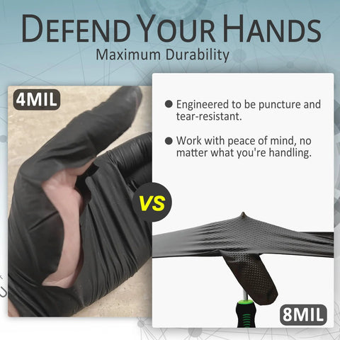 Heavy Duty Nitrile Gloves With Diamond Texture 8 Mil showcasing stretch and grip durability