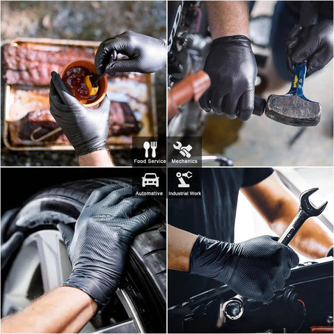 Heavy Duty Nitrile Gloves With Diamond Texture 8 Mil For Superior Wet Grip in various work applications