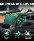Heavy Duty Nitrile Gloves 6 Mil Dark Green Diamond Texture Mechanic Latex Free gripping wrench