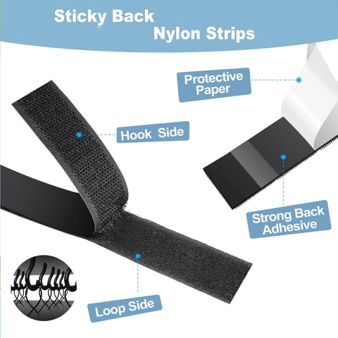 Heavy Duty Adhesive Strips Roll 26.5 Feet By 1.2 Inches Self Adhesive Nylon Back Fastener Tape with hook and loop sides