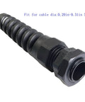 Heavy Duty Waterproof Nylon Cable Gland 16mm Thread Five Eighth Inch IP68 Connector With Strain Relief And Adjustable Locknut For Five To Eight Millimeter Wire Diameter 2 Pack shown in side view