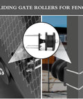 Heavy Duty Nylon Cantilever Gate Rollers Kit for 4 Inch Square Posts and 2 Inch Chain Link Fence Gate Frames installed view