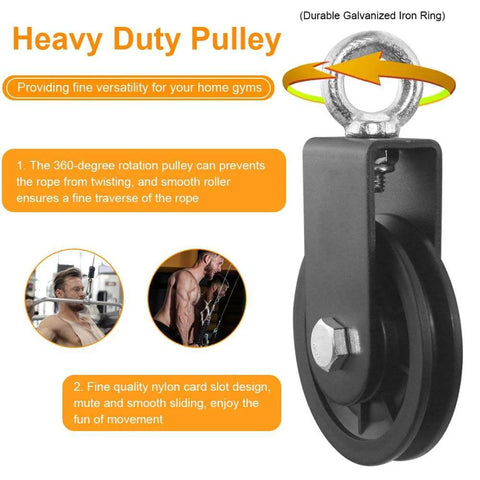 Cable Pulley - 3.54 In/90 mm 360 Degree Rotation Traction Wheel, Strong Bearing Capacity Pulley System for Home Gym and Lift Cable Machine - 1 Pack