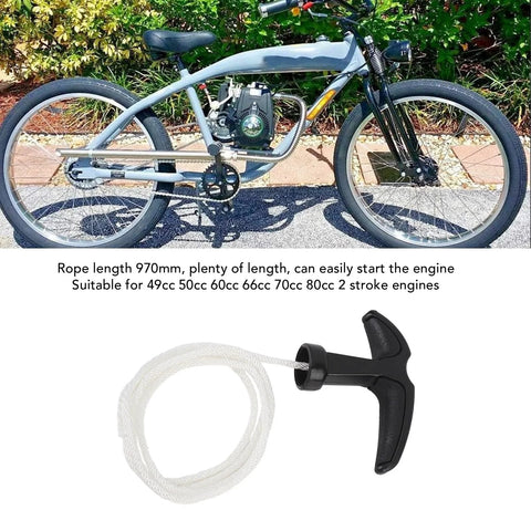 Heavy Duty Nylon Starter Rope And Handle With Comfortable Grip For 2 Stroke Engines 49cc 50cc 60cc 66cc 70cc 80cc displayed