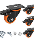 3 Inch Orange Caster Wheels Set Of 4 Heavy Duty Locking Industrial Swivel Top Plate Casters With Brake 2300 Lb Capacity