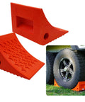 Heavy Duty Wheel Chocks Two Pack That Prevents Movement On Slopes For Boat Trailers RVs Trucks And Campers All Weather Non Slip Solid Rubber With Orange Color By SecurityMan