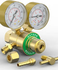 Heavy Duty Oxygen Regulator For Welding And Cutting With 0-4000 PSI Inlet And 0-100 PSI Outlet CGA540 9/16-18 Thread Brass T Handle