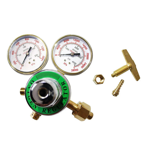 Heavy Duty Oxygen Regulator for Welding and Cutting Torch Kit in Full Brass with Large Tank Gauges, Inlet 0 to 4000 psi