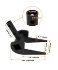 Black heavy duty pallet buster tool for fast deck removal and pallet breaking beast, detailed dimensions, no handle