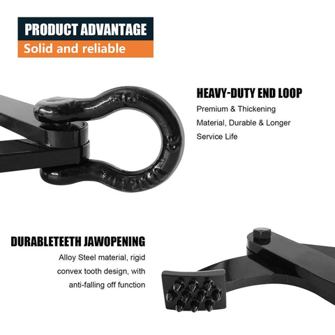 Heavy Duty Pallet Grabber Clamp 2200lbs 1 Ton For Lifting And Pulling Trees Stumps And Pallets With Jaw Opening 0 To 3.15 Inches Steel Stump Puller Tool Black Finish Compatible With Chain Or Strap Hooks