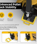 Rugged Heavy Duty Pallet Jack Chock For Maximum Stability And Safety Beefy High Friction Base close-up view securing wheels