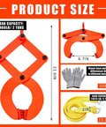Heavy Duty Truck Pallet Puller Clamp Kit With 2 Ton 4409 Lbs Capacity, Scissor Grabber Style Hook, 13.1 Ft Nylon Tow Strap, And Gloves