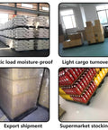 Heavy Duty Plastic Pallet Set For Basement Storage Lightweight Waterproof Interlocking Floor Pallets With Breathable Grids 2 Pack Indoor Outdoor Use Garage Kitchen Organization Durable HDPE By Jeracino. Displayed in various warehouse and supermarket settings for multiple uses.