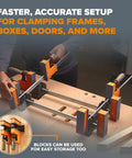 Heavy Duty 8 Piece Parallel Clamp Set For Woodworking with two 24 inch and two 40 inch clamps in use on a woodworking table.