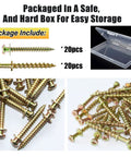 Heavy Duty Double Headed Bear Claw Picture Hanging Screws Set by Laffeya, 40 Pack shown with packaging box and mixed sizes of screws