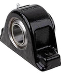 Front view of Built-Tough Heavy-Duty Solid-Housed Pillow Block Spherical Roller Bearing With 2-11/16 Inch Bore PB22443H, cast iron housing.