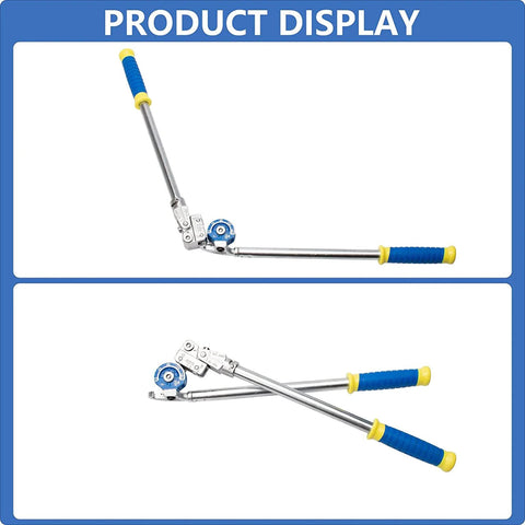 Heavy Duty Three Eighths Inch Pipe Bender For Copper Aluminum Stainless Steel And Iron Tubing, metal tool with blue rubber grips