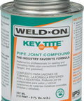 Image of Heavy Duty Metal Pipe Thread Sealant For Leak Free Joints And Smooth Lubrication That Seals And Prevents Rust On Threaded Flanged And Gasketed Metal Pipes Low VOC Green Formula 1/2 Pint 8 Fl Oz By Weld On 10068 505 Key Tite