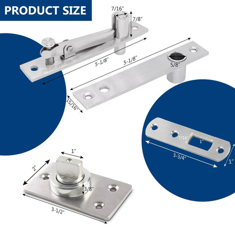 Beefy 330 Lbs Heavy Duty Pivot Hinge dimensions for large wood doors and bookshelves, showing size and hardware details
