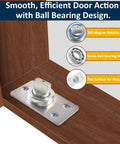 Beefy 330 Lbs Heavy Duty Pivot Hinge illustrating ball bearing design on wooden surface for doors and bookshelves.