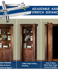 Beefy 330 Lbs Heavy Duty Pivot Hinge for Large Wood Doors and Bookshelves Invisible Pivot Hardware in various installation phases