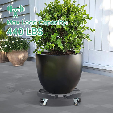 Round Dolly with Wheels Heavy Duty, Adjustable Pot Dolly 16-20 Inch, Large Plant Mover Indoor Outdoor with plant, max load 440 lbs