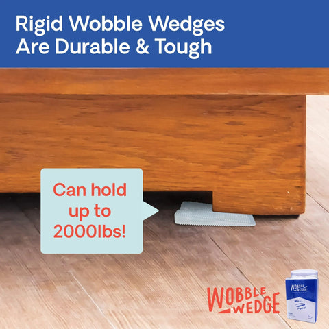 Heavy Duty Leveling Shims For Furniture And Appliances, Transparent Rigid Plastic Wedges under wooden furniture, USA-made, 300 Pack